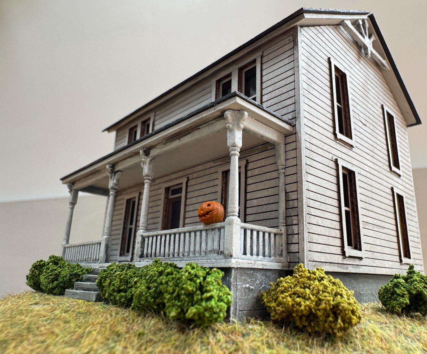 Model of Halloween Michael Myers movie house in glass dome. Halloween 1978
