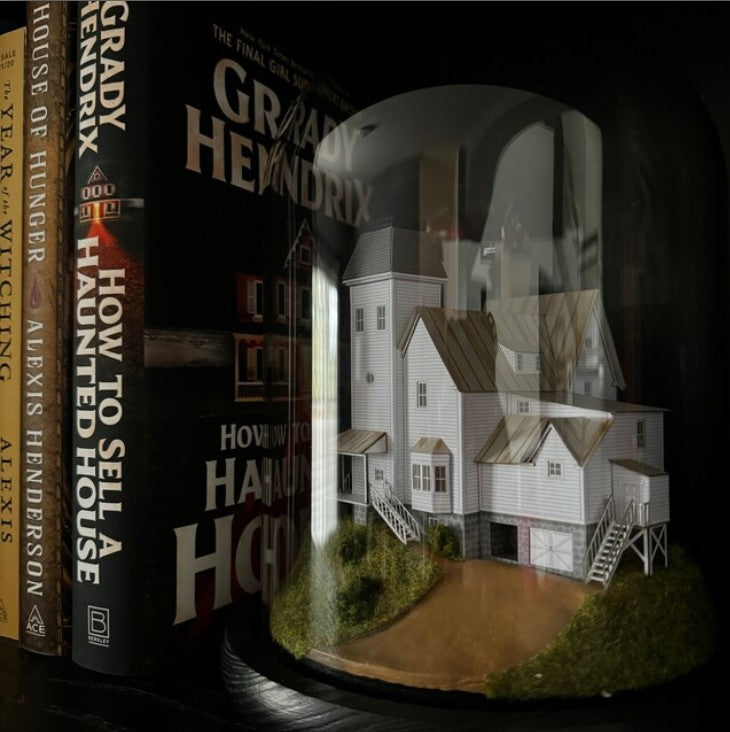 Model of Beetlejuice movie house in glass dome. Maitlands House