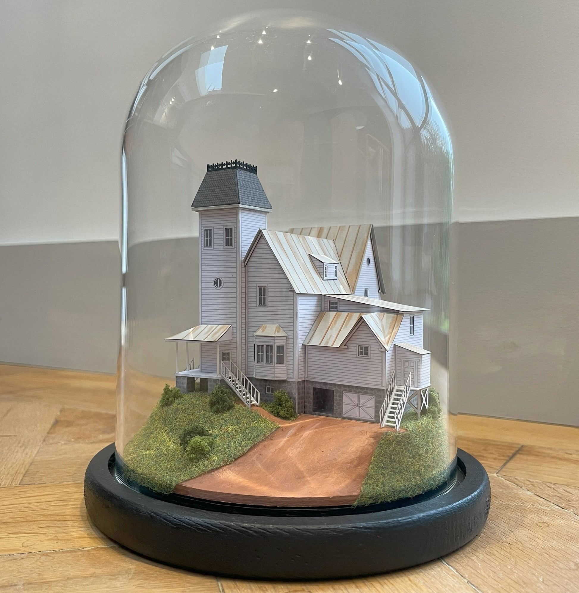 Model miniature Beetlejuice movie house in glass dome