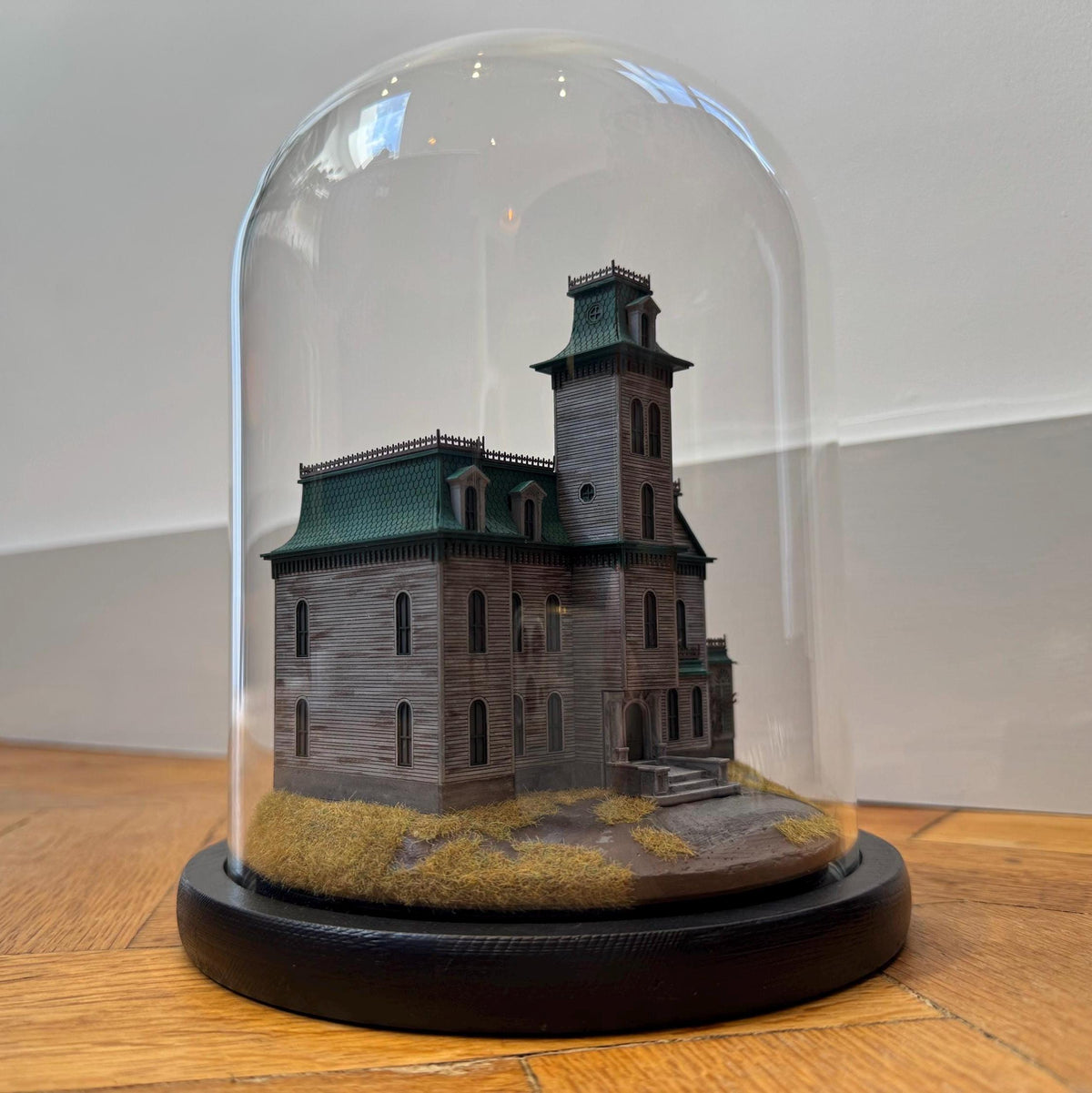 Handmade The Addams Family 1991 House Miniature Movie Diorama in Glass Dome Cloche | Gothic Whimsigoth Home Decor Book Nook