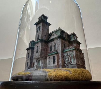 Handmade The Addams Family 1991 House Miniature Movie Diorama in Glass Dome Cloche | Gothic Whimsigoth Home Decor Book Nook
