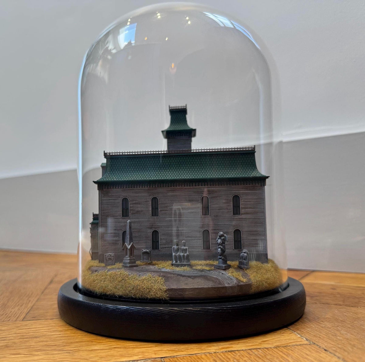 Handmade The Addams Family 1991 House Miniature Movie Diorama in Glass Dome Cloche | Gothic Whimsigoth Home Decor Book Nook
