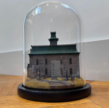 Handmade The Addams Family 1991 House Miniature Movie Diorama in Glass Dome Cloche | Gothic Whimsigoth Home Decor Book Nook