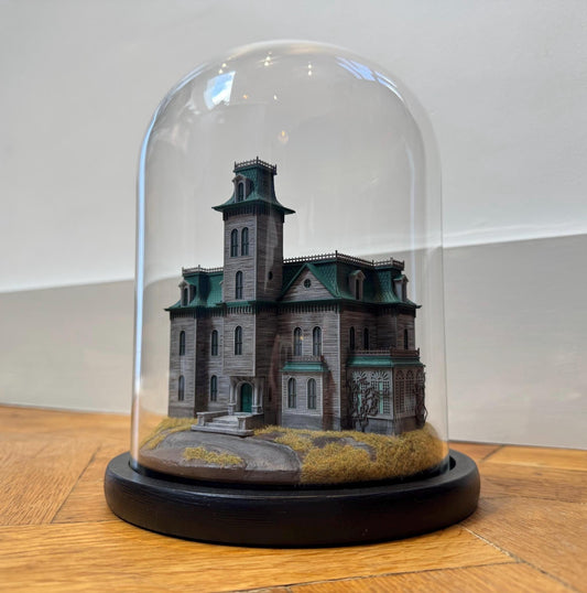 Handmade The Addams Family 1991 House Miniature Movie Diorama in Glass Dome Cloche | Gothic Whimsigoth Home Decor Book Nook